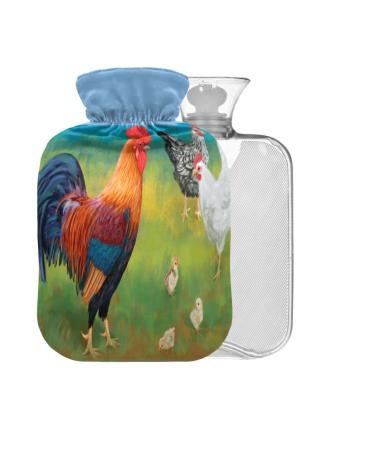 Rooster BAP Free Hot Water Bottle with Cover 2L Large Hot Water Bag for Pain Relief Headaches Neck and Shoulders