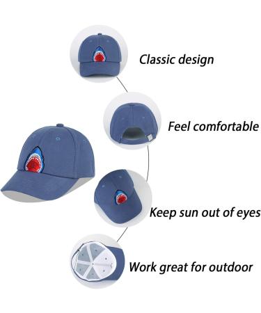 LANGZHEN 100% Cotton Kids Baseball Cap Hat - Adjustable Sun Hat for Boys and Girls - Navy Shark Design - Buy Online on GoSupps.com