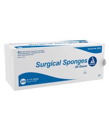 Dynarex Gauze Sponge 2"x 2" 12 Ply. Pack of 200
