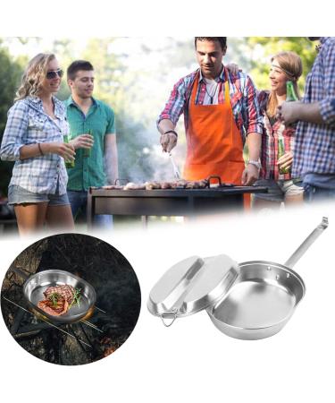 US Military Stainless Steel Camping Mess Kit - Large, Portable Lunch Box with Handle Tray and Frying Pan for Outdoor Activities - Buy Online on GoSupps.com