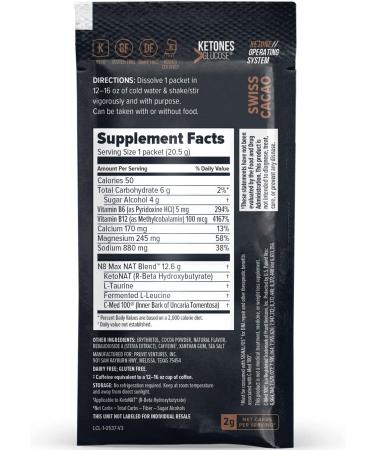 Keto//OS NAT Swiss Cacao Charged Exogenous Ketones BHB Salts - 20 Count - Workout Energy Boost & Fat Burner for Men and Women - Buy Online on GoSupps.com