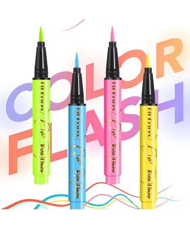Colored Liquid Eye Liner Waterproof Fluorescent Eye Liner Face Glitter - UV Neon Pigmented Graphic Liners Face & Body Painting Liner Festival Makeup Kit for Women Girls - Buy Online on GoSupps.com