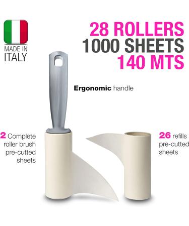 Sticky lint roller. Pet hair remover. 28 refill. 140 metres long roll of sticky paper. Suitable for clothes hair pets sofas rugs carpets seats lint dust. 100% made in Italy - Buy Online on GoSupps.com