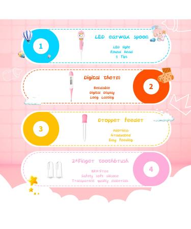 22Pcs Baby Girl Grooming & Healthcare Kit - Comb, Brush, Spoon, Fork | Pink Leather Case - Ideal Gift for Newborns and First-time Parents - Buy Online on GoSupps.com