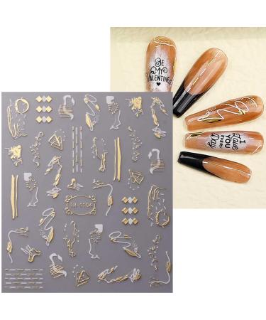 JMEOWIO Marble French Tip Nail Art Stickers - 8 Sheets Self-Adhesive Wave Line Decals for Nail Design Decoration - Buy Online on GoSupps.com