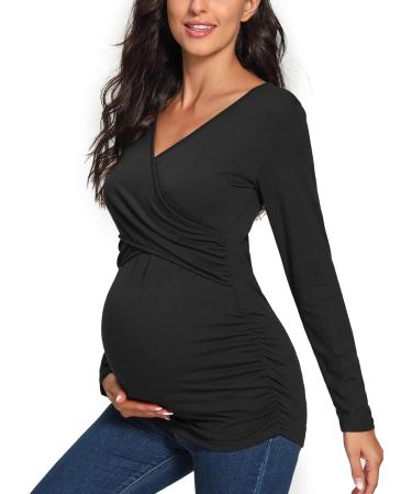 Love2Mi Maternity Nursing Shirt Short Sleeve V-Neck | XL Dark Black - Buy Online on GoSupps.com