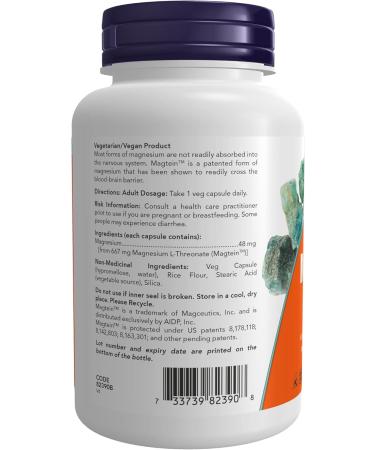 Now Foods Magtein Magnesium L-Threonate 90vcap (Packaging may vary) and Now Vit K-2 100mcg 100vcap - Buy Online on GoSupps.com