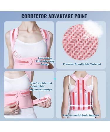 Adjustable Back Brace & Posture Corrector for Men and Women - Small Pink, Waist 26-34 inch - Support for Scoliosis, Hunchback, Back Pain - Spine Straightener & Trainer - Buy Online on GoSupps.com