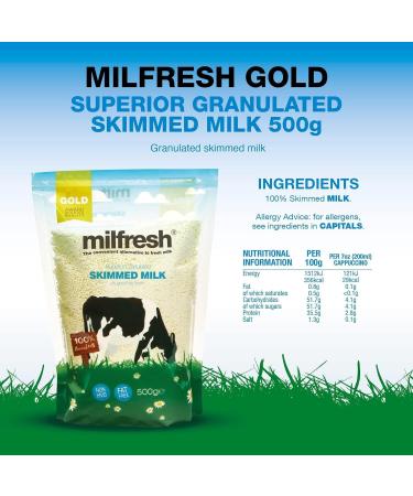 Milfresh Gold Superior Skimmed - Convenient Alternative Fresh Milk | Premium Quality Dairy Product | Easy Dissolve Deliciously Creamy Rich Flavor - Pack of 1 x 500g 500.00 g (Pack of 1) - Buy Online on GoSupps.com