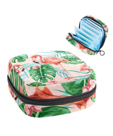 Women's bonds Storage pockets Stillpad Halter Tropical Flamingo Pattern Portable Period Kit Bag Feminine product bag for women girls color3