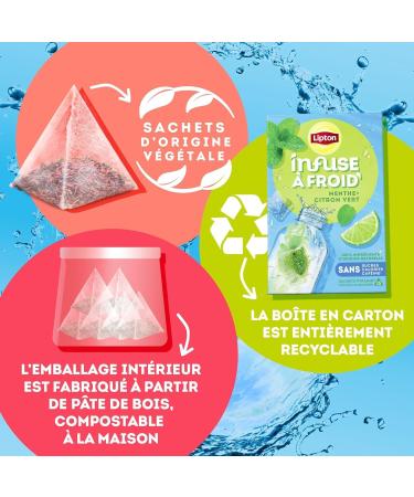 Lipton Cold Brew Cold Infusion Lemon & Mint Taste Ideal for Ice Tea 100% Natural Origin Ingredients 15 Pyramid Sachets - Buy Online on GoSupps.com
