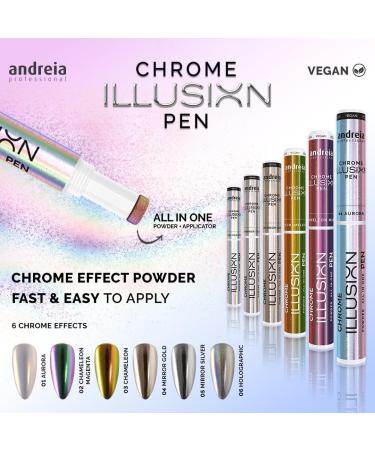 Andreia Professional Chrome Nail Powder Pen - Nail Art All in One Illusion Pen For Gel Polish Manicure - Colour 03 Chameleon Gold 0.5g - Buy Online on GoSupps.com