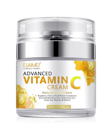 Vitamin C Face Cream with Hyaluronic Acid & Vitamin E Natural Anti Aging & Wrinkle Day & Night Face Moisturiser for Women and Men Boost Skin Collagen Brighten Hydrate and Plump Skin