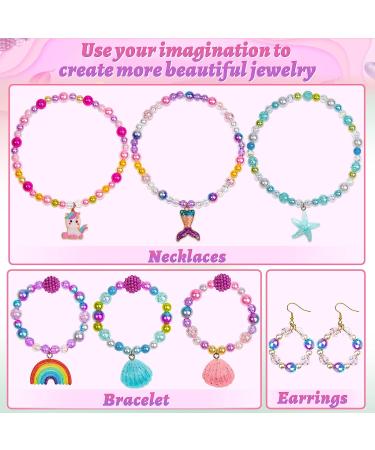 Cludoo Mermaid Charm DIY Bead Kit - 773Pcs Unicorn Bracelet Making Set for Kids Girls with Pearl Starfish Shell - Ocean Pearl Beads for Jewelry Making - Buy Online on GoSupps.com