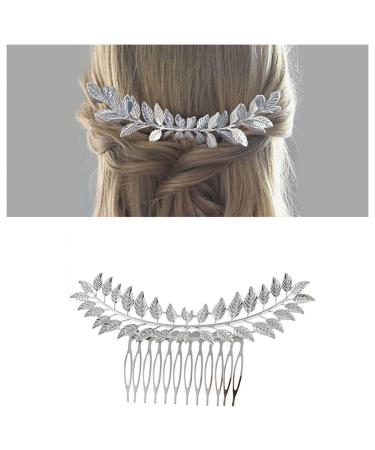 Inilbran boho sheet hair comb silver leaf bride hairpange hair clip olive branch haircamps headgear vintage leaf headgear comb for women bridesmaid wedding hair accessories