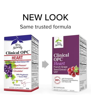 Terry Naturally Clinical OPC Heart - 600mg Grape Seed Complex - 2 Pack - Cardiovascular Support - Non-GMO & Gluten Free - 40 Servings - Buy Online on GoSupps.com