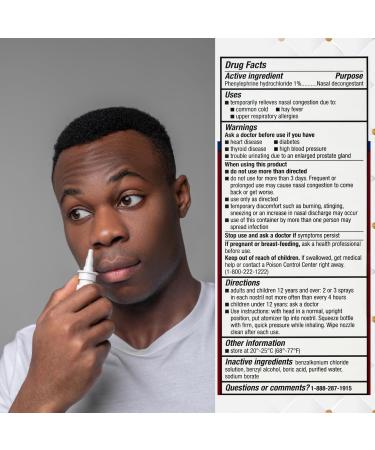 Nasal Four Nasal Spray Quick-Acting Equat'e Nasal Decongestant 1 Fluid Ounce. (Pack of 2) + vsl Sticker - Buy Online on GoSupps.com
