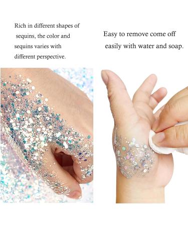 3 Pieces Body Glitter Set - Festival Glitter Gel & Accessories for Face Hair Lips and Eyes | Shimmering Sequin Liquid Eyeshadow - Buy Online on GoSupps.com