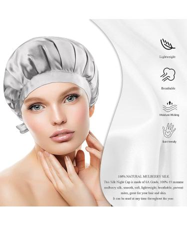 FUQAN 100% Natural Mulberry Silk Bonnet for Women Hair Care - Champagne | Silk Sleep Hat 6.29*0.39*7.87 - Buy Online on GoSupps.com