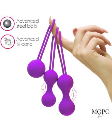 MOPO LLC Kegel Weighted Exercise Balls - Strengthen Pelvic Floor & Bladder Control - Set of 3 for All Levels - Purple - International Shipping Available - Buy Online on GoSupps.com