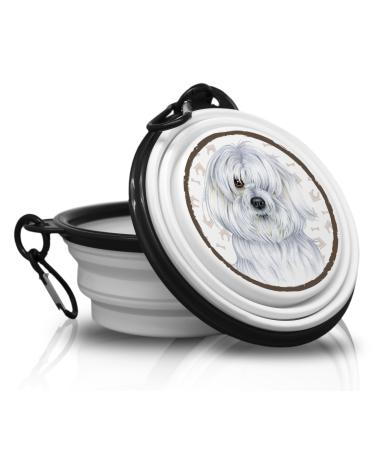 Havanese - foldable portable drinking bowl with carabiner for on the go. Food bowl pet bowl. Handy and unique.