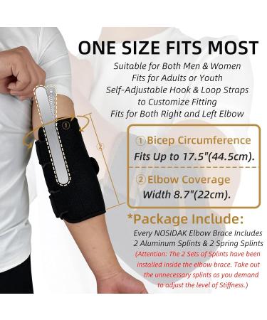 Elbow Brace for Cubital Tunnel Syndrome | Ulnar Nerve Splint with 4 Removable Metal Splints - Pain Relief for Tendonitis Arthritis & Sports | Left Black for Men & Women - Buy Online on GoSupps.com