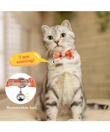 VKPETFR Breakaway Cat Collar 3 Pack - Cute Flower & Bandana Design - Adjustable Safety Buckle Kitten Collars with Bow Tie and Bell - Ideal for Girl Boy Cats and Puppies - Orange - Buy Online on GoSupps.com