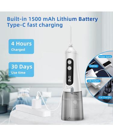 Premium Water Flosser with 350ml Tank & 4 Nozzles - 9 Modes Dental Tools for Plaque & Tartar Removal | Rechargeable Slate Flosser for Home & Travel - M131 White - Buy Online on GoSupps.com