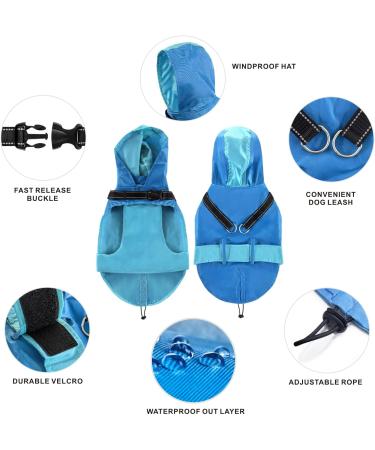 Buy Mosucoirl Waterproof Dog Coat with Hood & Reflective Features | Perfect for Small & Medium Dogs - L Blue - Buy Online on GoSupps.com