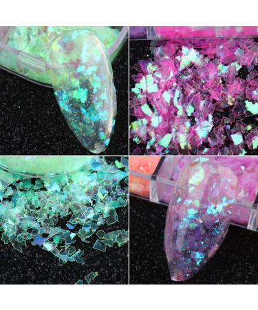 Mermaid Nail Art Glitter Flakes - Iridescent Confetti Nail Foil for DIY Manicure | 12 Grid Set - Buy Online on GoSupps.com