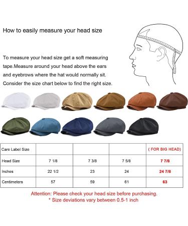 BOTVELA Men's 100% Cotton Newsboy Flat Cap in Khaki - Size 7 3/8 - Buy Online on GoSupps.com