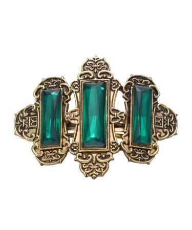 Minkissy Retro Hair Clip Metal Rhinestone Hairpin Celtic Hair Clips Viking Hair Accessories for Women Girls (Golden and Green)