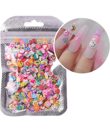 1000Pcs/Set Colorful Nail Slices Nail Slices Fruit Feather Shape Ultra Thin Polymer Clay Soft Mixed Nail Art Slime DIY Charms for Gift Nail Sequins Nail Art Nail Art Accessories
