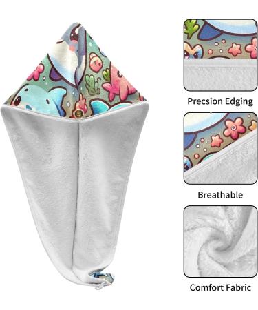 Lovely Whales Hair Towel 2 Pack - Super Absorbent Quick Dry Hair Turbans for Women & Girls - Buy Online on GoSupps.com