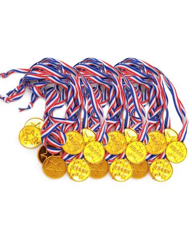 KISEER 40 Pieces Plastic Gold Winner Award Medals Bulk for Sports, Games Competitions, Party Favors and Decorations
