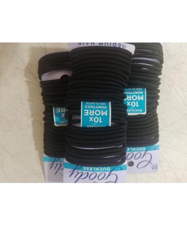 Goody Ouchless Black Hair Elastics 4mm - 90 Count | No Metal Design - Buy Online on GoSupps.com