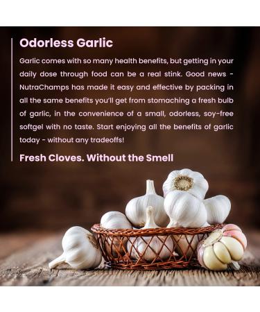 1000mg Odorless Garlic Pills: Immune & Heart Support Supplement with Parsley & Black Garlic Extract - Extra Strength Softgels - Buy Online on GoSupps.com