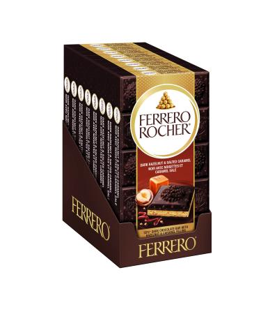 FERRERO ROCHER Premium Chocolate Bar Dark Hazelnut and Salted Caramel Bar 8 bars 720 g
