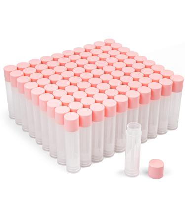 LotFancy 100PCS Lip Balm Tubes Empty, 5.5ml (3/16 Oz), Clear Lip Balm Container Tubes with Pink Caps, BPA Free & Leak Free, Refillable, for DIY Cosmetic Makeup Pink Cap (Pack of 100)