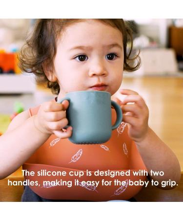 ROCCED Silicone Training Cup for Infants | 2 Handles, Easy Grip | Toddler Learning Cup | Baby Drinking Open Cups | 6 Months+ | 150ml/5oz - Sage - Buy Online on GoSupps.com