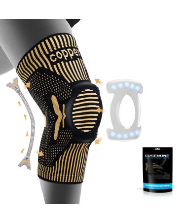 Copper Knee Support for Women/Men - Knee Brace Compression Sleeve Support with Patella Gel Pad & Side Stabilizers Knee Sleeves Knee Braces for Arthritis Knee Pain Meniscus Tear ACL Running Sports M Copper (Pack of 1)