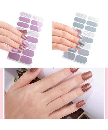 20 Pieces Glitter Gel Nail Strips Long Lasting Semi Cured Nail Stickers With Soft Glossy Gel Finish Gel Nail Sticker Great For Parties Ze0532 - Buy Online on GoSupps.com
