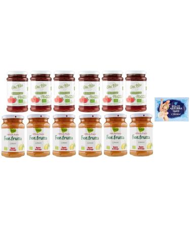 Ohi Vita Strawberry + Rigoni di Asiago Jam Test Packs, Creamy Fruit Compote 250 g Jar + 1 x 100 g Felce Azzurra Talc Bag