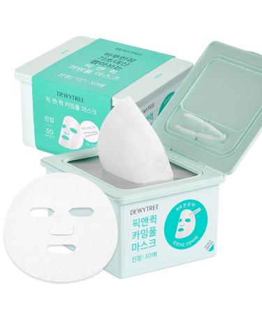 Dewytree Pick and Quick Refreshing and Calming Face Mask Sheet 30 Sheet - For Irritated and Tired Skin  Dispenser Type  Enriched with Peppermint and Herbal Ingredients for Soothing Calming Full