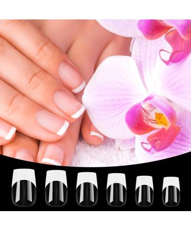 French Tip Press on Nails Soft Gel Fake Square Press on Nails - Shallow Curve Nail Art Tool for Datings Weddings Night Out Parties Caume - Buy Online on GoSupps.com