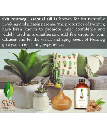 SVA Nutmeg Essential Oil 4 Oz - 100% Pure Natural Therapeutic Grade with Dropper for Skin, Aromatherapy & Hair Care - Buy Online on GoSupps.com