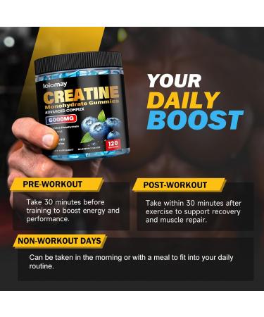 Creatine Monohydrate Gummies for Men & Women 5g Vegan Creatine Gummy with Taurine for Build Muscle Boost Energy & Strength Blueberry Flavor Chewable Sugar-Free Pre Workout Supplements 120 Count - Buy Online on GoSupps.com
