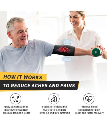 CAMBIVO Elbow Brace 2 Pack - Compression Sleeve with Pads for Tendonitis, Tennis & Golfer's Elbow - Pain Relief for Weightlifting & Daily Use - Large Black - Buy Online on GoSupps.com