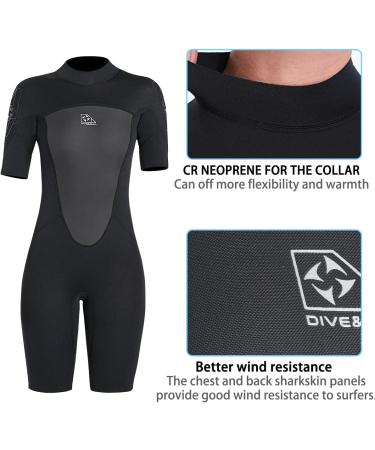 Shorty Wetsuit Men Women 2mm Neoprene Back Zip Spring Suit | 2097BK Women's Black X-Large - Buy Online on GoSupps.com