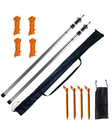 Orgrimmar Adjustable Tarp Poles Set of 2 Telescoping Aluminum Rods Portable Lightweight Replacement Tent Poles for Camping Awning Backpacking Hiking Hammock Rain Fly